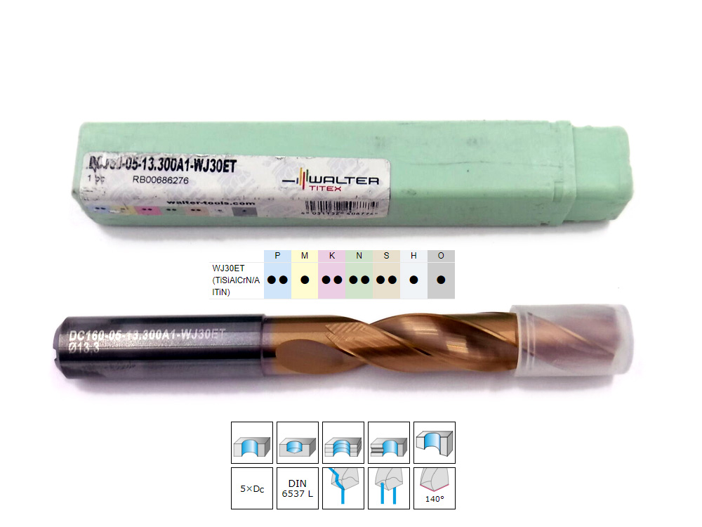 5倍徑13.6毫米外冷整體合金鉆頭DC1